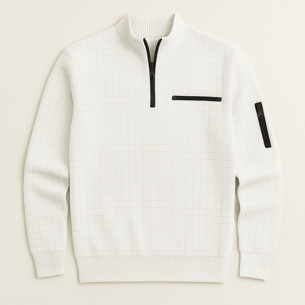 Checkered Zip Pullover