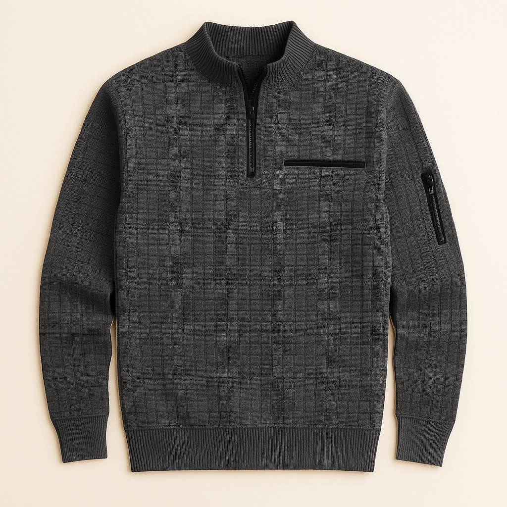 Checkered Zip Pullover