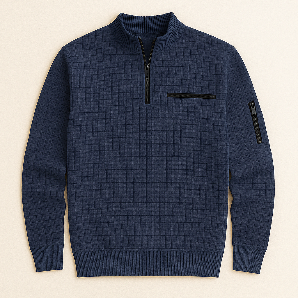 Checkered Zip Pullover