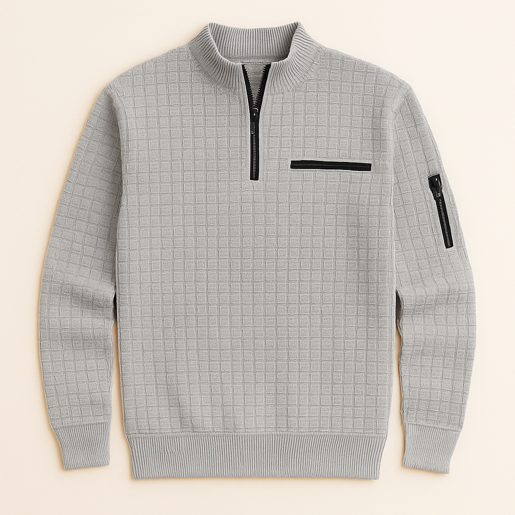 Checkered Zip Pullover