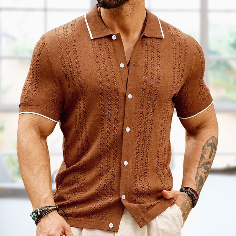 Lightweight Summer Polo Shirt with Buttoned Lapel Collar