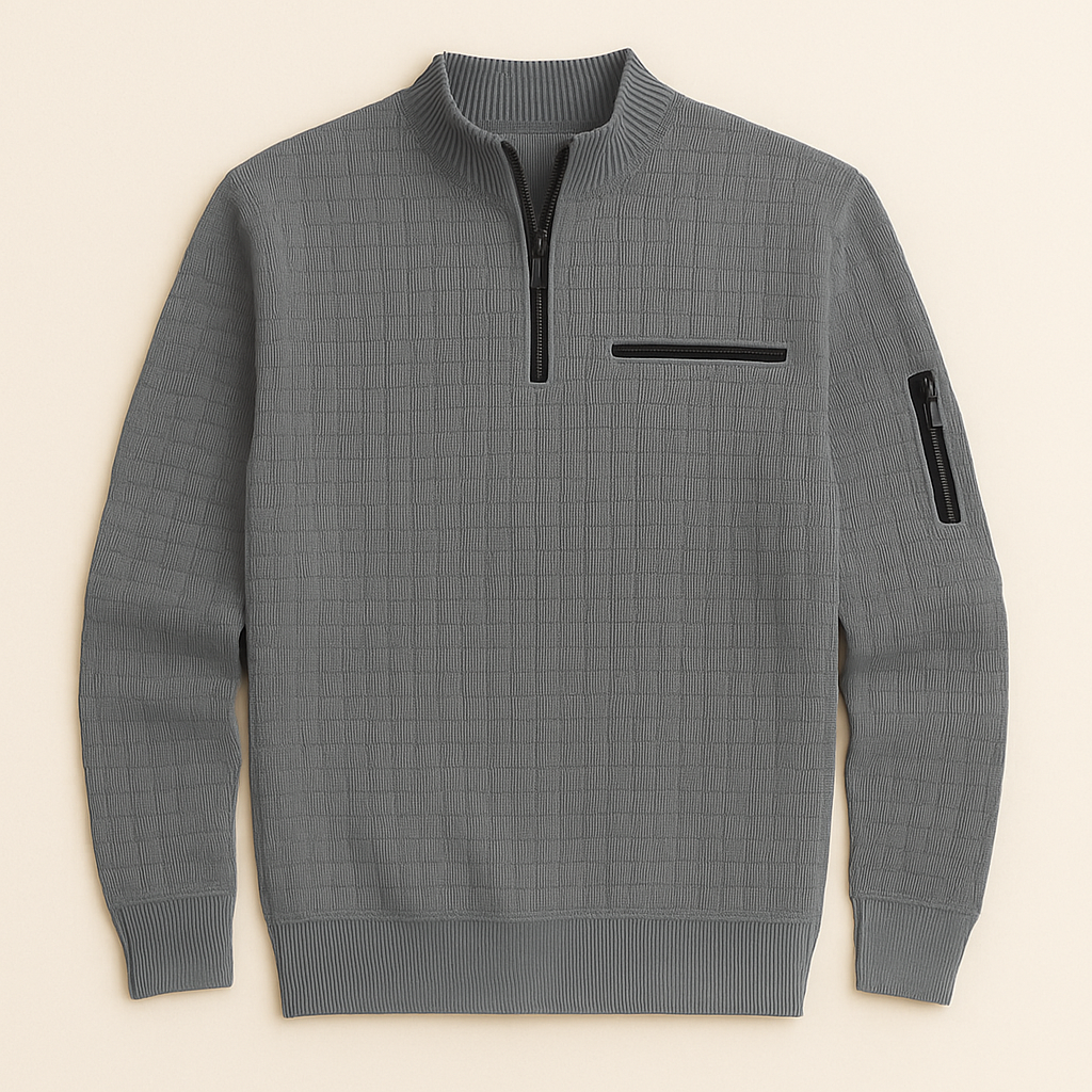 Checkered Zip Pullover