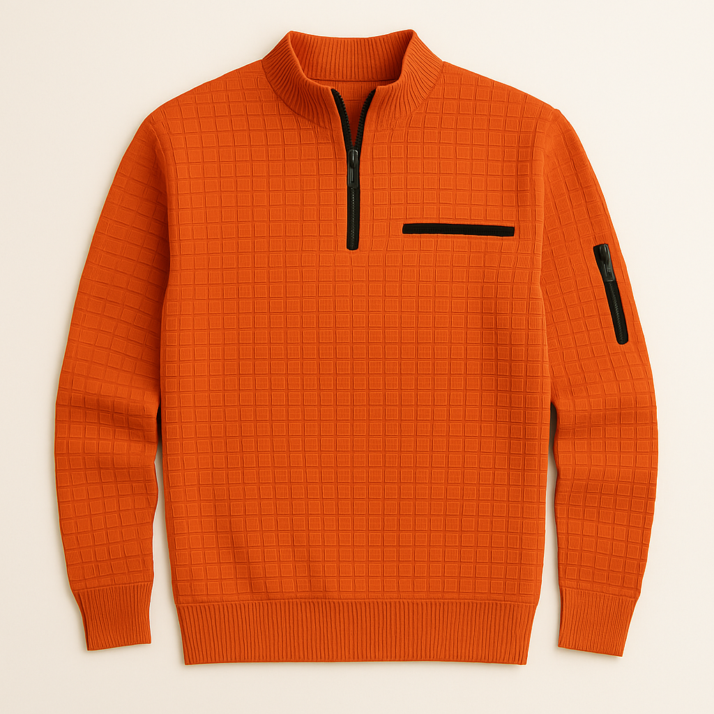 Checkered Zip Pullover