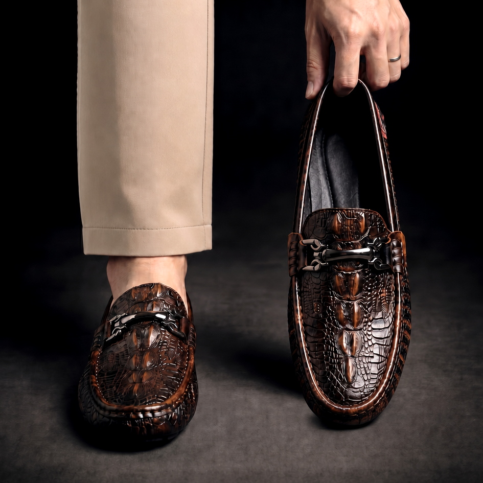 Heritage | Croc-Embossed Horsebit Loafers