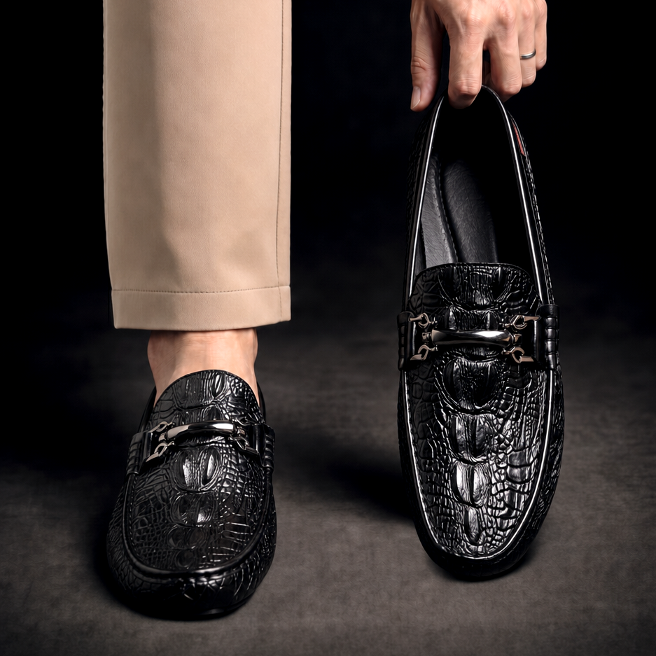 Heritage | Croc-Embossed Horsebit Loafers